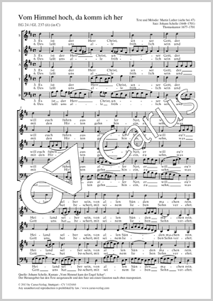 From heav'n above to earth I come Score, separate edition from a choral collection
