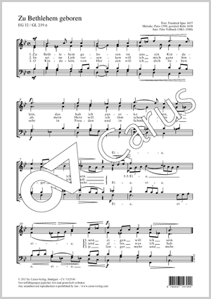 Zu Bethlehem geboren Score, separate edition from a choral collection