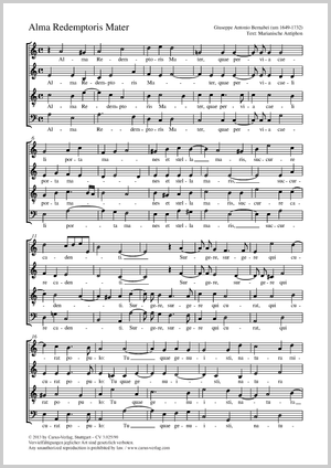 Alma Redemptoris mater Partitur, Einzelausgabe aus Chorbuch