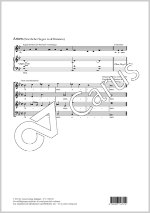 Amen Feierlicher Segen zu vier Stimmen Partitur, Einzelausgabe aus Chorbuch