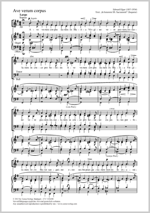 Ave verum corpus Partitur, Einzelausgabe aus Chorbuch