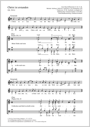 Christ ist erstanden Partitur, Einzelausgabe aus Chorbuch