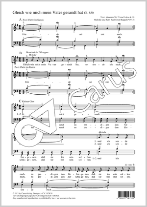 Gleich wie mich mein Vater gesandt hat Partitur, Einzelausgabe aus Chorbuch
