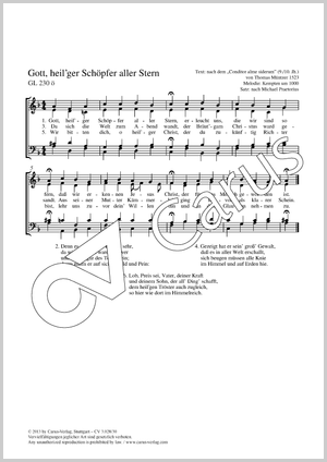 Gott, heilger Schöpfer aller Stern GL 230 Partition, édition séparée avec recueil de musique chorale