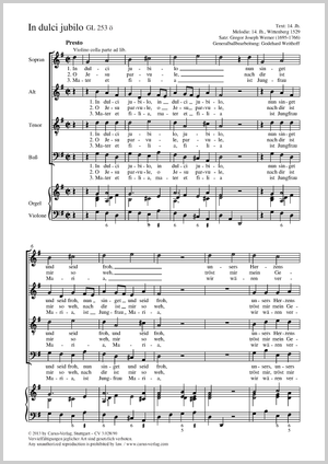 In dulci jubilo (Nun singet und seid froh) Partitur, Einzelausgabe aus Chorbuch