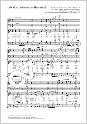 Lobt Gott, den Herrn der Herrlichkeit aus: Herr Gott, dich loben alle wir Score, separate edition from a choral collection