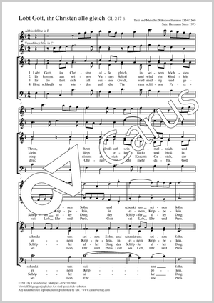 Lobt Gott, ihr Christen alle gleich Partitur, Einzelausgabe aus Chorbuch