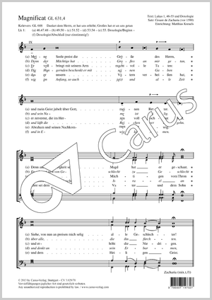 Magnificat Partitur, Einzelausgabe aus Chorbuch