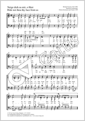 Neige dich zu mir, o Herr Partitur, Einzelausgabe aus Chorbuch