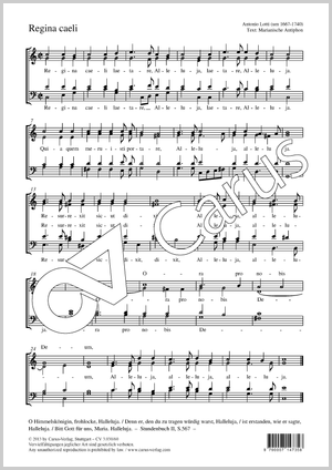 Regina caeli Score, separate edition from a choral collection