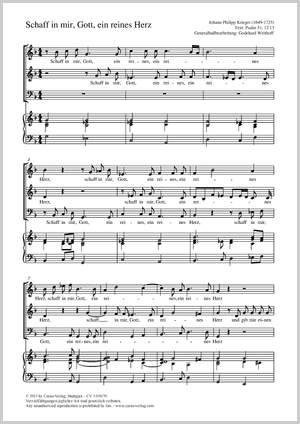Schaff in mir, Gott, ein reines Herz Partitur, Einzelausgabe aus Chorbuch