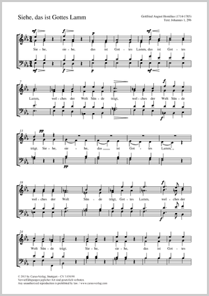 Siehe, das ist Gottes Lamm Score, separate edition from a choral collection