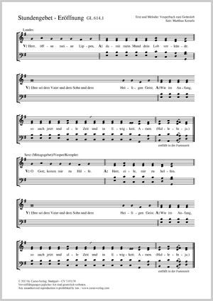 Stundengebet Partition, édition séparée avec recueil de musique chorale