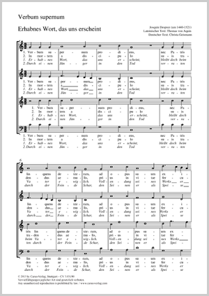Erhabnes Wort, das uns erscheint Verbum supernum Partitur, Einzelausgabe aus Chorbuch
