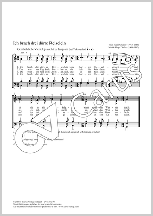 Ich brach drei dürre Reiselein Partitur, Einzelausgabe aus Chorbuch
