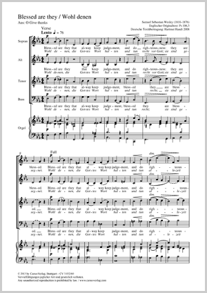 Blessed are they (Wohl denen) aus: O Give thanks Partition, édition séparée avec recueil de musique chorale
