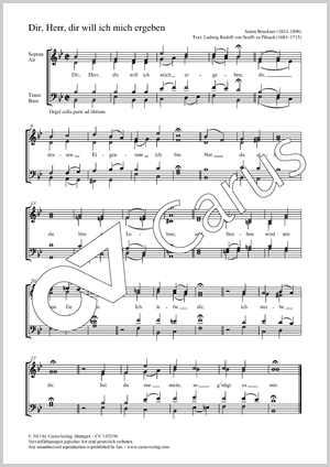 Dir, Herr, dir will ich mich ergeben Partition, édition séparée avec recueil de musique chorale, si bémol majeur