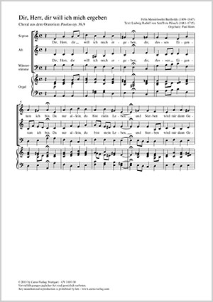 Felix Mendelssohn Bartholdy: Dir, Herr, dir will ich mich ergeben - Noten | Carus-Verlag