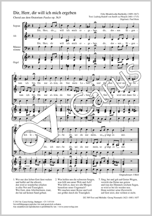 Felix Mendelssohn Bartholdy / Paul Horn (arr.): Dir, Herr, dir will ich mich ergeben - Noten | Carus-Verlag
