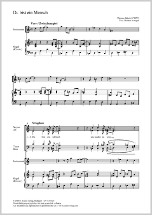 Du bist ein Mensch Score, separate edition from a choral collection