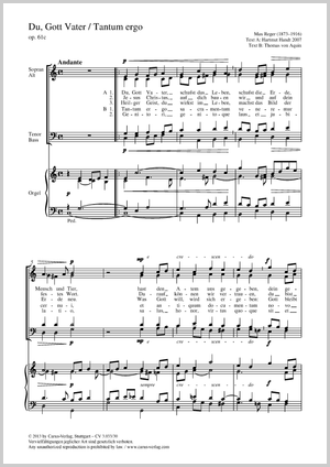 Du, Gott Vater Tantum ergo Score, separate edition from a choral collection