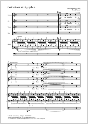 Gott hat uns nicht gegeben Partition, édition séparée avec recueil de musique chorale