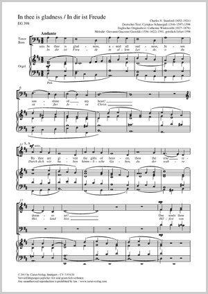In thee is gladness (In dir ist Freude) Partitur, Einzelausgabe aus Chorbuch