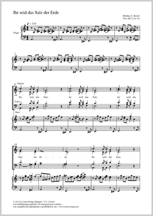 Ihr seid das Salz der Erde Score, separate edition from a choral collection