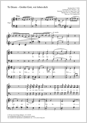 Te Deum - Großer Gott wir loben dich Partitur, Einzelausgabe aus Chorbuch