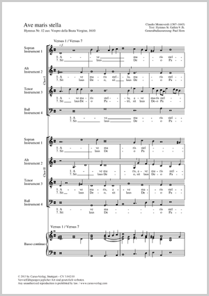 extrait de : Vêpres de la Vierge Partition, édition séparée avec recueil de musique chorale