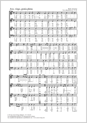 Ave, virgo, gratia plena Partition, édition séparée avec recueil de musique chorale