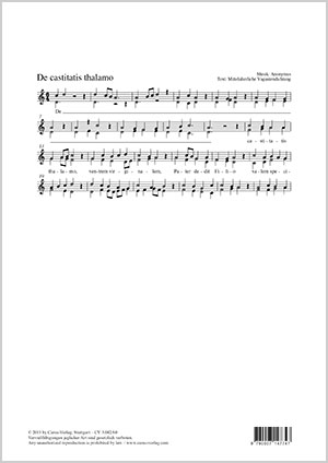 Anonymus: De castitatis thalamo - Sheet music | Carus-Verlag
