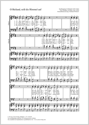 O Heiland, reiß die Himmel auf Score, separate edition from a choral collection