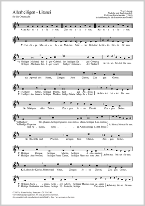 Litanie à tous les Saints pour la nuit de Pâques Partition, édition séparée avec recueil de musique chorale