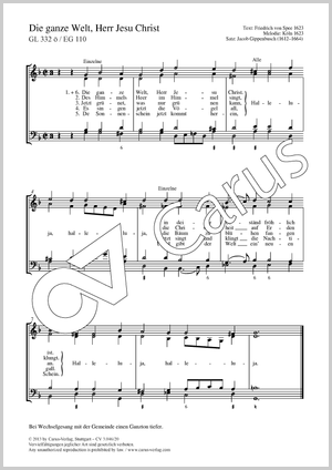 Die ganze Welt, Herr Jesu Christ Partitur, Einzelausgabe aus Chorbuch