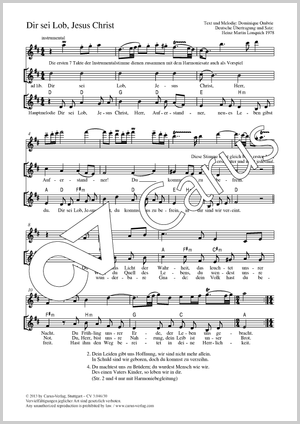 Dir sei Lob, Jesus Christ Partitur, Einzelausgabe aus Chorbuch