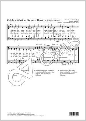 Gelobt sei Gott im höchsten Thron Partitur, Einzelausgabe aus Chorbuch, C-Dur