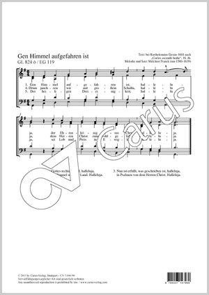 Gen Himmel aufgefahren ist Partition, édition séparée avec recueil de musique chorale