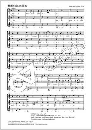 Halleluja, psallite Partition, édition séparée avec recueil de musique chorale
