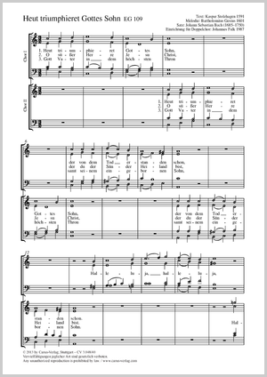 Johann Sebastian Bach / Johannes Falk (arr.): Heut triumphieret Gottes Sohn - Noten | Carus-Verlag