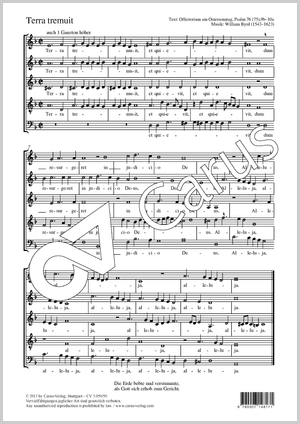 Terra tremuit Partition, édition séparée avec recueil de musique chorale
