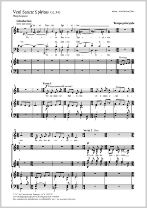 Veni Sancte Spiritus Pfingstsequenz Partition, édition séparée avec recueil de musique chorale