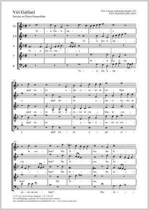 Viri Galilaei Introitus an Christi Himmelfahrt Partition, édition séparée avec recueil de musique chorale