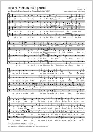 Also hat Gott die Welt geliebt Partitur, Einzelausgabe aus Chorbuch