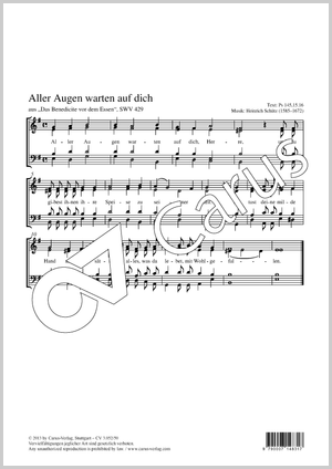 Aller Augen warten auf dich Das Benedicite vor dem Essen. Aus: Zwölf geistliche Gesänge Score, separate edition from a choral collection, In dieser Ausgabe / in this edition: Coro SATB