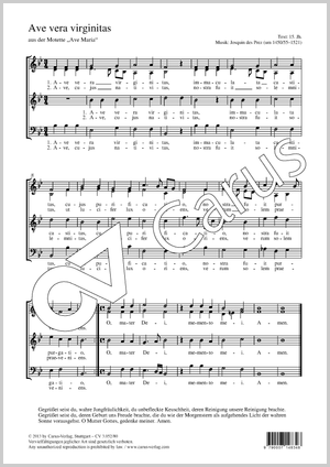 Josquin des Préz: Ave vera virginitas - Noten | Carus-Verlag