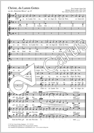 Johann Nepomuk David: Christe, du Lamm Gottes - Noten | Carus-Verlag