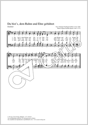 Johann Joachim Quantz: Du bist's, dem Ruhm und Ehre gebühret - Noten | Carus-Verlag