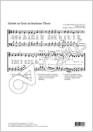 Gelobet sei Gott im höchsten Thron Partition, édition séparée avec recueil de musique chorale