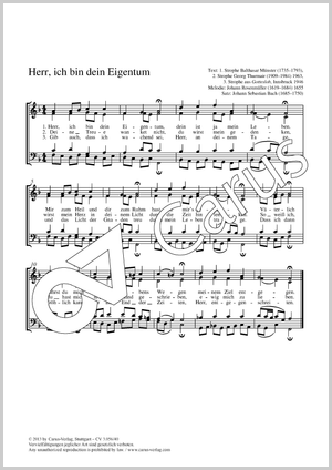 Herr, ich bin dein Eigentum Partition, édition séparée avec recueil de musique chorale